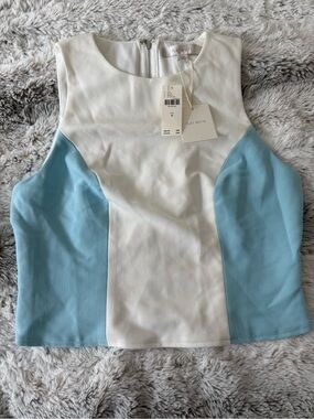Anthropologie Flat White Colorblock Sleeveless Crop Top